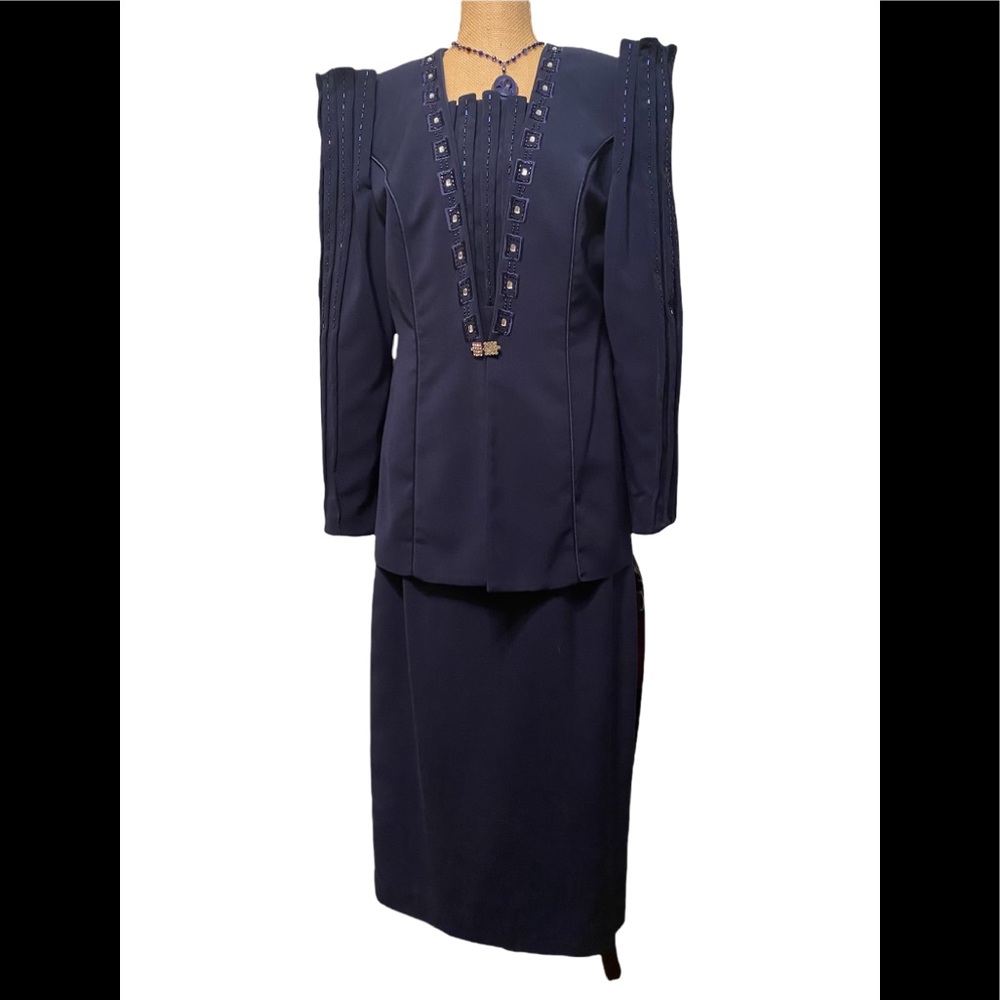 Lisa Rene 3-Piece Navy Skirt Set